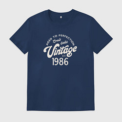 Футболка хлопковая мужская 1986 год - выдержанный до совершенства, цвет: тёмно-синий