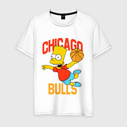 Футболка хлопковая мужская Чикаго Буллз Барт Симпсон, цвет: белый