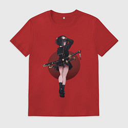 Футболка хлопковая мужская Самурай тян, цвет: красный