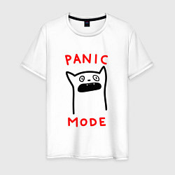 Футболка хлопковая мужская Panic mode - котик, цвет: белый