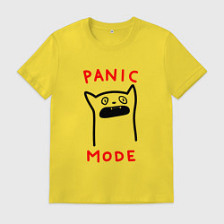 Футболка хлопковая мужская Panic mode - котик, цвет: желтый