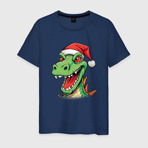 Мужская футболка Новогодний малыш-дракон / Тёмно-синий – фото 1