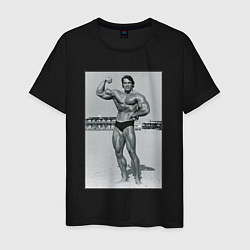 Футболка хлопковая мужская Mister Schwarzenegger, цвет: черный