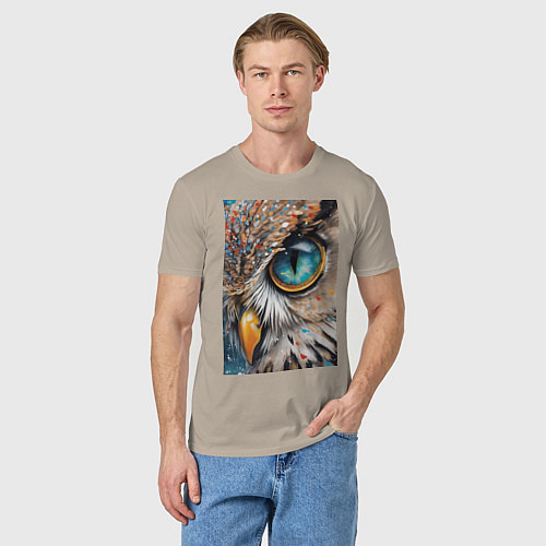 Мужская футболка Глаз совы - нейросеть / Миндальный – фото 3