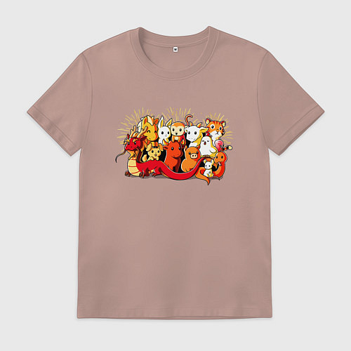 Мужская футболка Дракон и Ко / Пыльно-розовый – фото 1