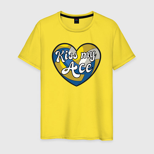Мужская футболка Kiss my ace ball / Желтый – фото 1