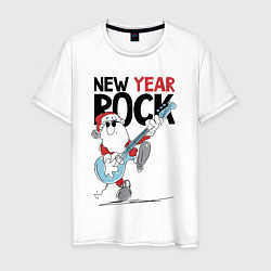Футболка хлопковая мужская New year - rock, цвет: белый