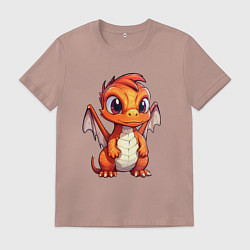 Футболка хлопковая мужская Милый маленький новогодний дракон 2024, цвет: пыльно-розовый