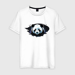 Футболка хлопковая мужская Грустная панда портрет, цвет: белый