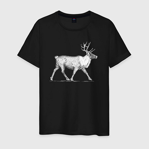 Мужская футболка Северный олень белый / Черный – фото 1