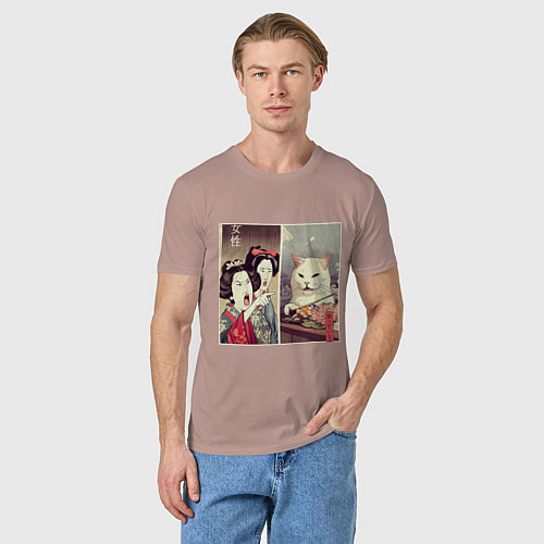 Мужская футболка Кот из мема / Пыльно-розовый – фото 3