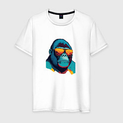 Футболка хлопковая мужская Стильная горилла, цвет: белый