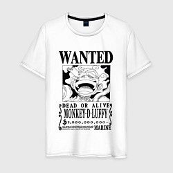 Футболка хлопковая мужская Листовка Луффи 5 гир йонко One Piece, цвет: белый