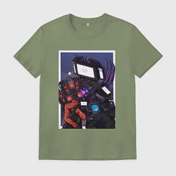 Футболка хлопковая мужская ТВ Мен со Спикерменом и Камераменом, цвет: авокадо