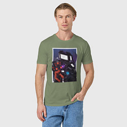 Футболка хлопковая мужская ТВ Мен со Спикерменом и Камераменом, цвет: авокадо — фото 2