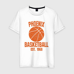 Футболка хлопковая мужская Phoenix basketball 1968, цвет: белый