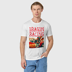 Футболка хлопковая мужская Dragon cool racer - ai art, цвет: белый — фото 2