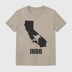 Футболка хлопковая мужская Дзюдо Калифорния, цвет: миндальный