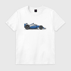 Футболка хлопковая мужская Формула 1 синяя, цвет: белый