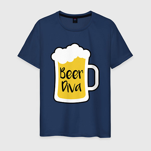 Мужская футболка Beer diva / Тёмно-синий – фото 1