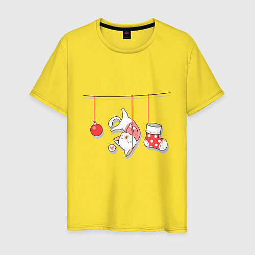 Мужская футболка Котик-подарок / Желтый – фото 1