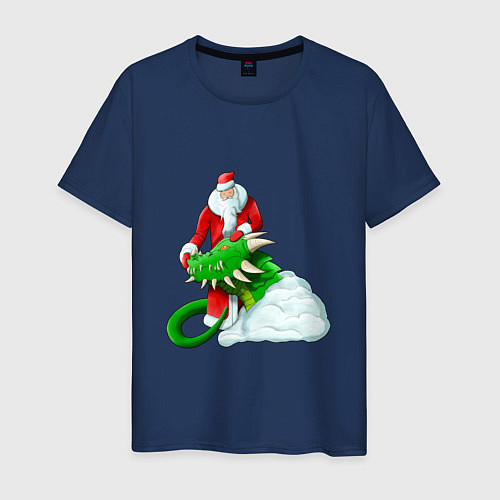 Мужская футболка Дед мороз и дракон / Тёмно-синий – фото 1