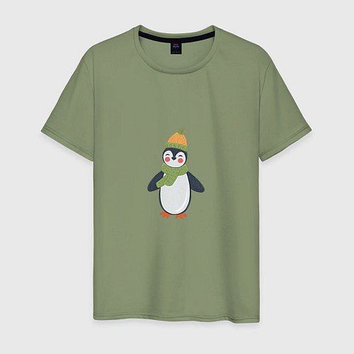 Мужская футболка Весёлый пингвин в шапке / Авокадо – фото 1