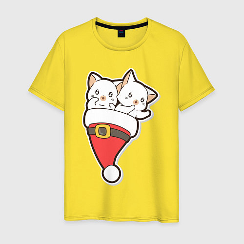Мужская футболка Вдвоем веселее с котиками / Желтый – фото 1