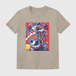 Футболка хлопковая мужская Помни и Кейн Удивительный цифровой цирк, цвет: миндальный