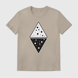 Футболка хлопковая мужская Треугольник день и ночь, цвет: миндальный
