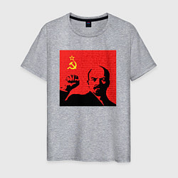Футболка хлопковая мужская Lenin in red, цвет: меланж