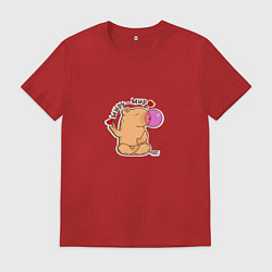Футболка хлопковая мужская Капибара: миру мир, цвет: красный
