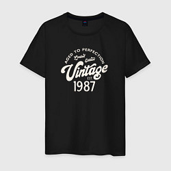 Футболка хлопковая мужская 1987 год - выдержанный до совершенства, цвет: черный