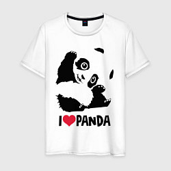 Футболка хлопковая мужская I love panda, цвет: белый