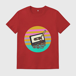 Футболка хлопковая мужская Ретро кассета, цвет: красный