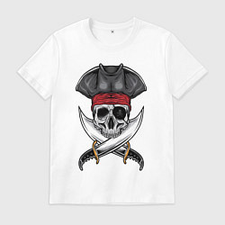 Футболка хлопковая мужская Одноглазый роджер, цвет: белый
