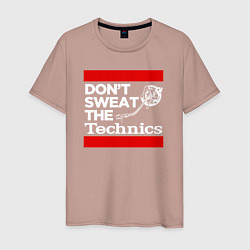 Футболка хлопковая мужская Dont sweat the Technics, цвет: пыльно-розовый