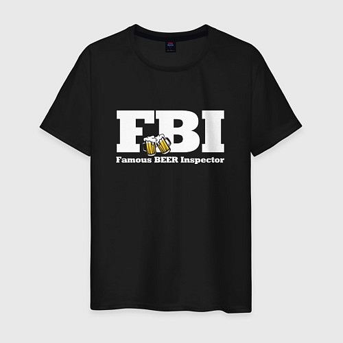 Мужская футболка FBI - beer inspector / Черный – фото 1