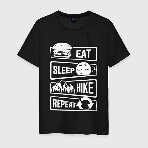 Мужская футболка Еда сон поход / Черный – фото 1
