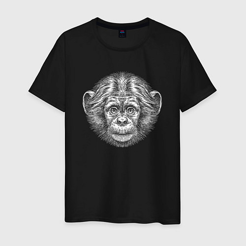 Мужская футболка Морда шимпанзенка / Черный – фото 1