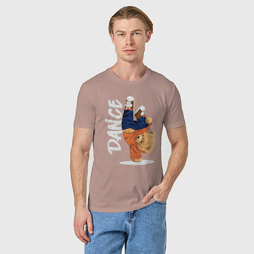 Мужская футболка Плюшевый медвежонок танцор / Пыльно-розовый – фото 3