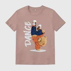 Футболка хлопковая мужская Плюшевый медвежонок танцор, цвет: пыльно-розовый