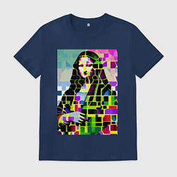Футболка хлопковая мужская Mona Lisa - mosaic pop art, цвет: тёмно-синий