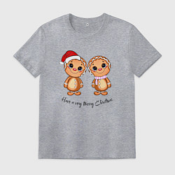 Футболка хлопковая мужская Пряничные человечки, цвет: меланж