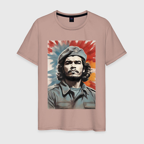 Мужская футболка Портрет Че Гевара / Пыльно-розовый – фото 1