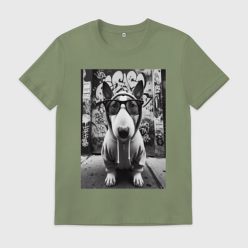 Мужская футболка Булли у стены с граффити / Авокадо – фото 1