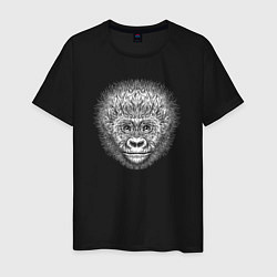Футболка хлопковая мужская Морда детеныша гориллы, цвет: черный