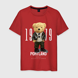 Футболка хлопковая мужская Плюшевый медведь portland, цвет: красный