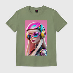 Футболка хлопковая мужская Sweet Barbie - cyberpunk, цвет: авокадо