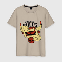 Футболка хлопковая мужская Bulls logo with hands, цвет: миндальный